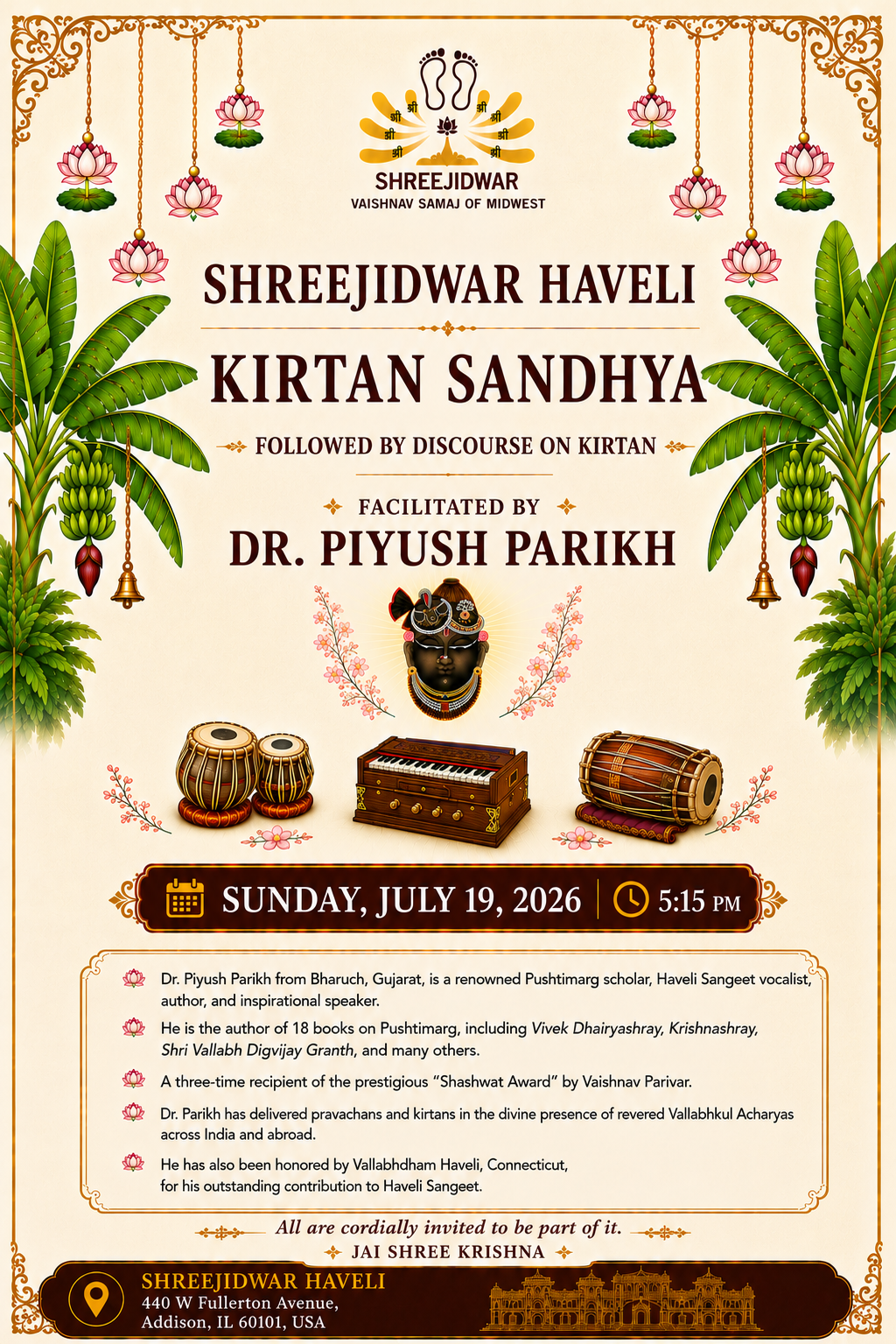 Kirtan event announcement